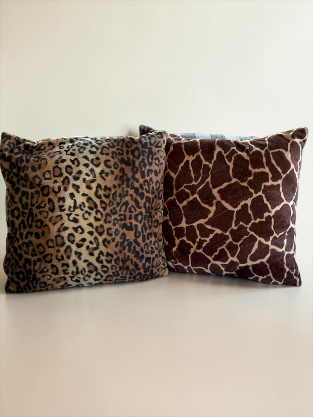 Animal Print Throw Pillows Set Leopard Giraffe 12” Decor Pair